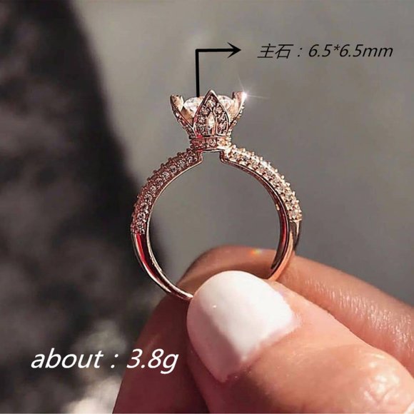 Diamond Flower Ring 925 Sterling Silver Titanium SZ6-10 FAST ShIPPING! - Picture 4 of 4